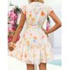 ZESICA Womens Summer Boho Floral Mini Dress 2026 Flutter Short Sleeve Button Chiffon A Line Beach Vacation Party Dresses(Apricot)