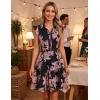 ZESICA Womens Summer Boho Floral Mini Dress 2026 Flutter Short Sleeve Button Chiffon A Line Beach Vacation Party Dresses(Black)