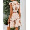 ZESICA Womens Summer Boho Floral Mini Dress 2026 Flutter Short Sleeve Button Chiffon A Line Beach Vacation Party Dresses(Brown)