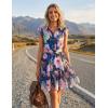 ZESICA Womens Summer Boho Floral Mini Dress 2026 Flutter Short Sleeve Button Chiffon A Line Beach Vacation Party Dresses(Darkblue)