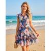 ZESICA Womens Summer Boho Floral Mini Dress 2026 Flutter Short Sleeve Button Chiffon A Line Beach Vacation Party Dresses(Darkblue)