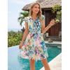 ZESICA Womens Summer Boho Floral Mini Dress 2026 Flutter Short Sleeve Button Chiffon A Line Beach Vacation Party Dresses(Green)