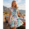 ZESICA Womens Summer Boho Floral Mini Dress 2026 Flutter Short Sleeve Button Chiffon A Line Beach Vacation Party Dresses(Green)