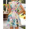 ZESICA Womens Summer Boho Floral Mini Dress 2026 Flutter Short Sleeve Button Chiffon A Line Beach Vacation Party Dresses(Green)