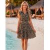 ZESICA Womens Summer Boho Floral Mini Dress 2026 Flutter Short Sleeve Button Chiffon A Line Beach Vacation Party Dresses(Leopard)