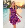 ZESICA Womens Summer Boho Floral Mini Dress 2026 Flutter Short Sleeve Button Chiffon A Line Beach Vacation Party Dresses(Purple)