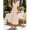 ZESICA Womens Summer Pleated Midi Dress 2026 Spring Business Casual Short Sleeve A-Line Elegant Wedding Guest Party Dresses(Apricot)