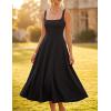 ZESICA Women’s Summer Sleeveless Midi Dress 2026 Square Neck Elegant Flowy Wedding Guest Cocktail Party Long Dresses(Black)