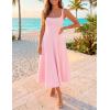 ZESICA Women’s Summer Sleeveless Midi Dress 2026 Square Neck Elegant Flowy Wedding Guest Cocktail Party Long Dresses(Pink)