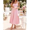 ZESICA Women’s Summer Sleeveless Midi Dress 2026 Square Neck Elegant Flowy Wedding Guest Cocktail Party Long Dresses(Pink)