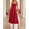 ZESICA Women’s Summer Sleeveless Midi Dress 2026 Square Neck Elegant Flowy Wedding Guest Cocktail Party Long Dresses(Red)