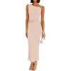 ZESICA Women’s 2026 Summer Maxi Dress Sleeveless Ruched Elegant Wedding Guest Cocktail Formal Bodycon Long Dresses(Apricot)
