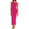 ZESICA Women’s 2026 Summer Maxi Dress Sleeveless Ruched Elegant Wedding Guest Cocktail Formal Bodycon Long Dresses(Rose)