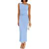 ZESICA Women’s 2026 Summer Maxi Dress Sleeveless Ruched Elegant Wedding Guest Cocktail Formal Bodycon Long Dresses(Sky)