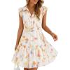 ZESICA Womens Summer Boho Floral Mini Dress 2026 Flutter Short Sleeve Button Chiffon A Line Beach Vacation Party Dresses(Apricot)