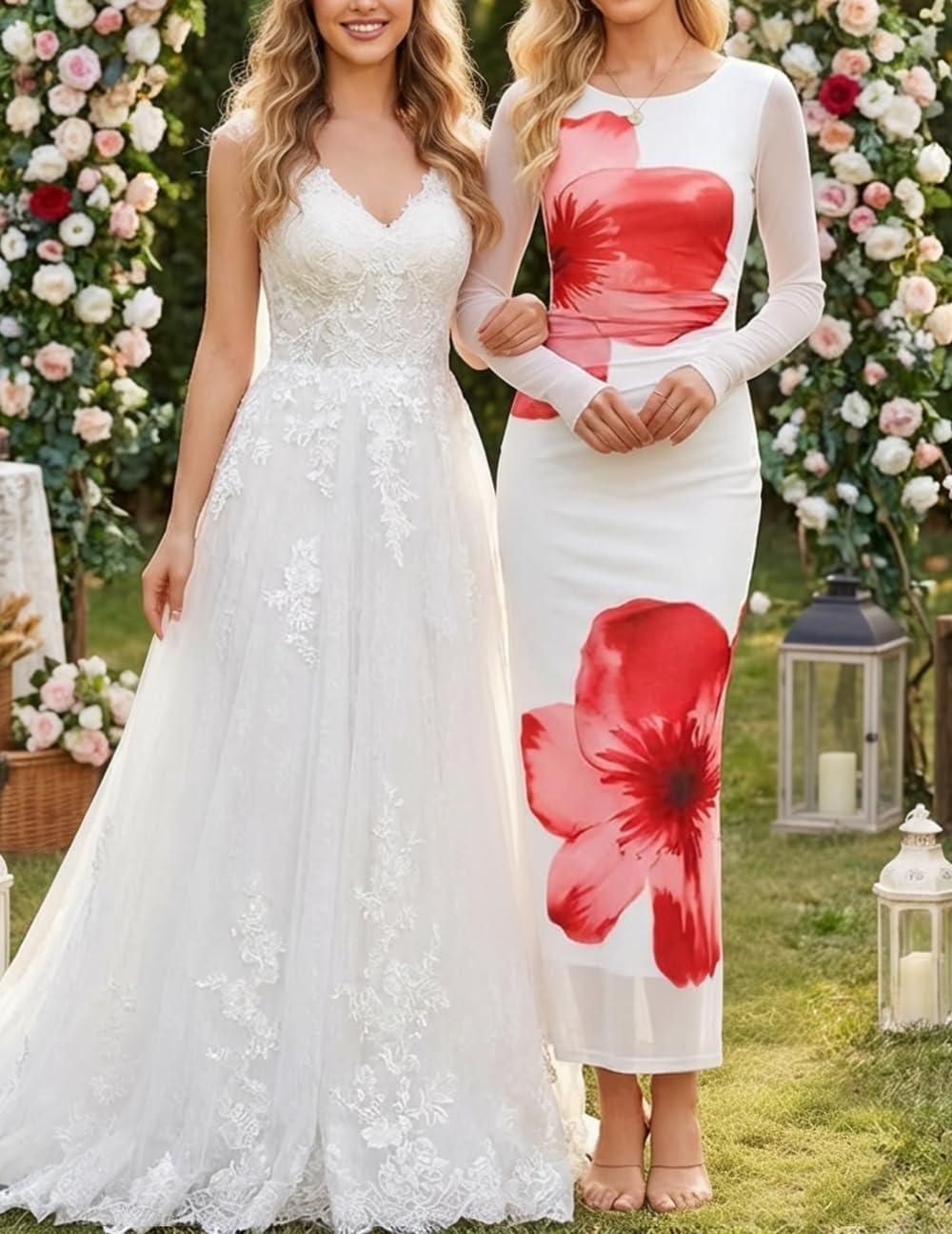 imageZESICA Womens Long Sleeve Floral Maxi Dresses 2026 Fall Bodycon Crewneck Side Slit Ruched Fitted Party Long DressWhite