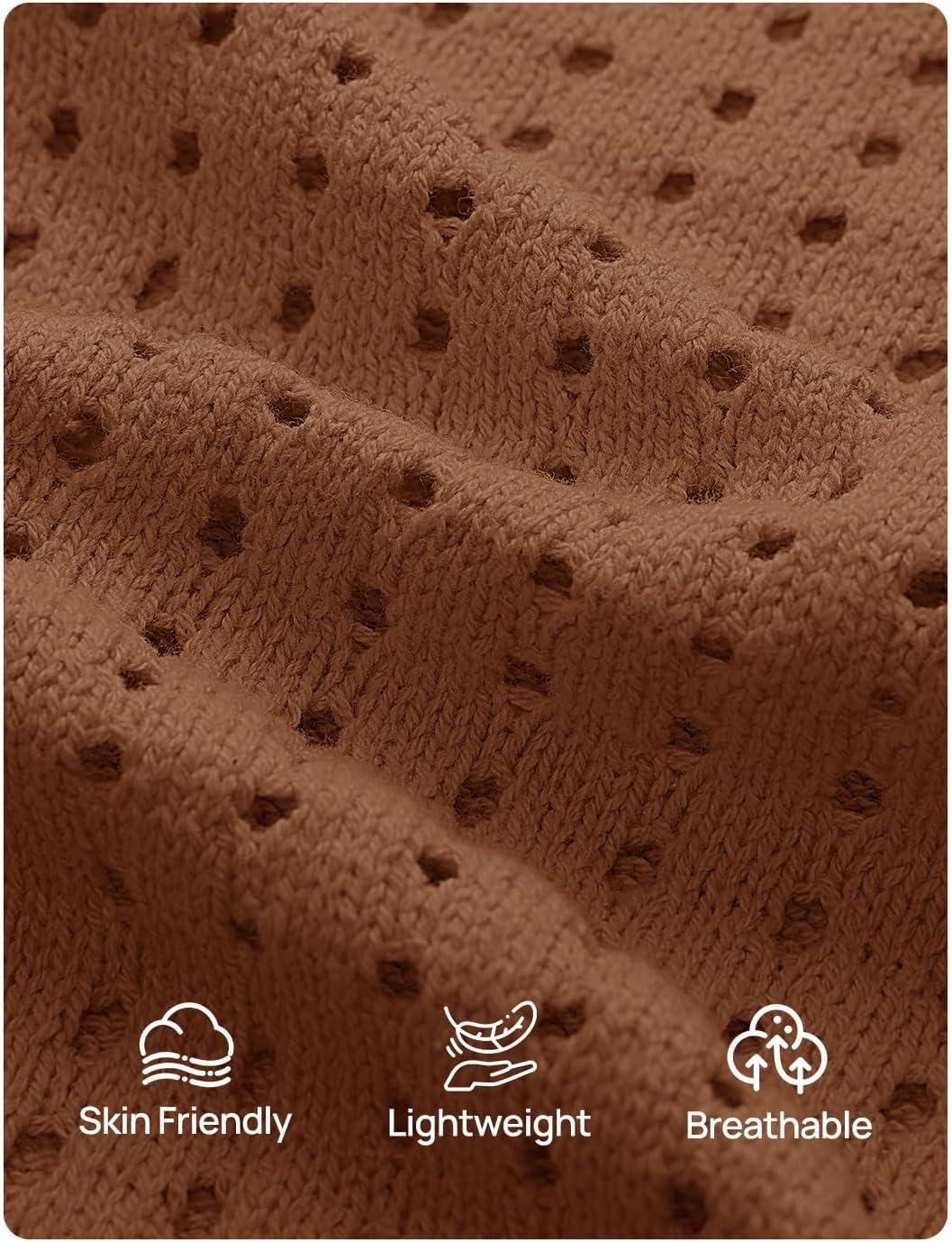 imageZESICA Womens Spring Tops 2026 Summer Shirts Crochet V Neck Cap Sleeve Sweater Cute Casual Beach Vacation ClothesChocolate Brown
