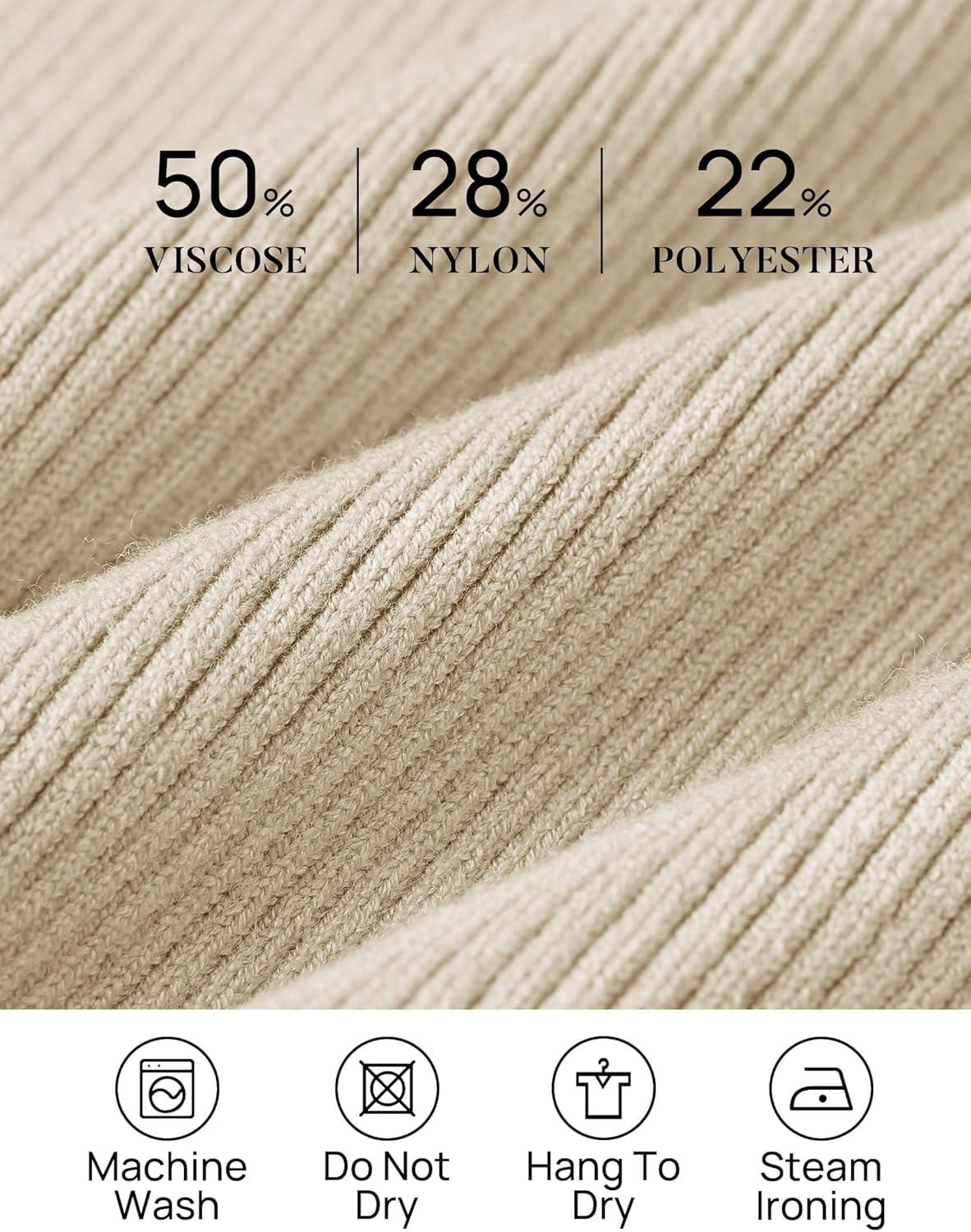imageZESICA Womens Turtleneck Long Sleeve Shirts 2026 Spring Trendy Tops Slim Fitted Ribbed Knit Basic Casual SweaterApricot