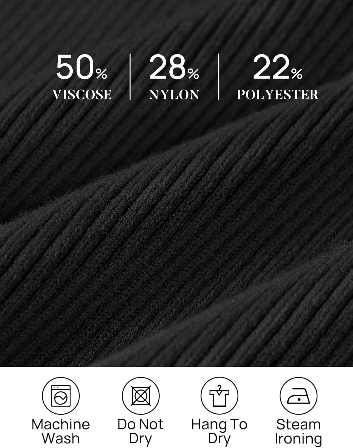 imageZESICA Womens Turtleneck Long Sleeve Shirts 2026 Spring Trendy Tops Slim Fitted Ribbed Knit Basic Casual SweaterBlack