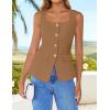 ZESICA 2026 Summer Casual Sleeveless Suit Vest for Women Square Neck Button Down Work Business Blazer Vests Waistcoat(Lightbrown)
