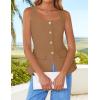 ZESICA 2026 Summer Casual Sleeveless Suit Vest for Women Square Neck Button Down Work Business Blazer Vests Waistcoat(Lightbrown)
