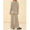 ZESICA Women’s 2 Piece Outfits Set 2026 Casual Long Sleeve Knit Pullover Top and Wide Leg Pants Sweatsuit Lounge Sets(Tan)