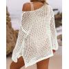 ZESICA Women’s 2026 Summer Crochet Hollow Out Long Sleeve Beach Bikini Swimsuit Mesh Cover Up Tunic Top(Apricot)