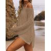 ZESICA Women’s 2026 Summer Crochet Hollow Out Long Sleeve Beach Bikini Swimsuit Mesh Cover Up Tunic Top(Deepapricot)