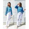 ZESICA Women’s 2026 Summer Crochet Hollow Out Long Sleeve Beach Bikini Swimsuit Mesh Cover Up Tunic Top(Lakeblue)