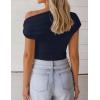ZESICA Women’s 2026 Summer Off Shoulder Tops Going Out Sexy Y2k Shirts Spring Cap Sleeve Ruched Asymmetrical Blouses(Navy)