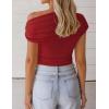 ZESICA Women’s 2026 Summer Off Shoulder Tops Going Out Sexy Y2k Shirts Spring Cap Sleeve Ruched Asymmetrical Blouses(Red)