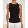 ZESICA Womens 2026 Summer V Neck Tank Tops Spring Sleeveless Lace Trim Ribbed Knit Casual Going Out Cami Shirts(Black)