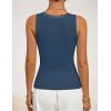 ZESICA Womens 2026 Summer V Neck Tank Tops Spring Sleeveless Lace Trim Ribbed Knit Casual Going Out Cami Shirts(Dustyblue)