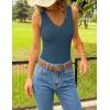 ZESICA Womens 2026 Summer V Neck Tank Tops Spring Sleeveless Lace Trim Ribbed Knit Casual Going Out Cami Shirts(Dustyblue)