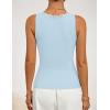 ZESICA Womens 2026 Summer V Neck Tank Tops Spring Sleeveless Lace Trim Ribbed Knit Casual Going Out Cami Shirts(Lightblue)
