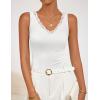 ZESICA Womens 2026 Summer V Neck Tank Tops Spring Sleeveless Lace Trim Ribbed Knit Casual Going Out Cami Shirts(White)