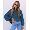 ZESICA Women’s Casual Turtleneck Long Lantern Sleeve Fall 2026 Oversized Ribbed Knit Pullover Sweater Jumper Top(Royalblue)