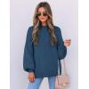 ZESICA Women’s Casual Turtleneck Long Lantern Sleeve Fall 2026 Oversized Ribbed Knit Pullover Sweater Jumper Top(Royalblue)
