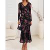 ZESICA Women’s Fall Floral Long Sleeve Maxi Dress 2026 Boho Bodycon V Neck Ruffle Wedding Party Long Dresses(Black)