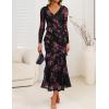 ZESICA Women’s Fall Floral Long Sleeve Maxi Dress 2026 Boho Bodycon V Neck Ruffle Wedding Party Long Dresses(Black)