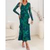 ZESICA Women’s Fall Floral Long Sleeve Maxi Dress 2026 Boho Bodycon V Neck Ruffle Wedding Party Long Dresses(Green)