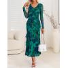 ZESICA Women’s Fall Floral Long Sleeve Maxi Dress 2026 Boho Bodycon V Neck Ruffle Wedding Party Long Dresses(Green)