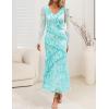 ZESICA Women’s Fall Floral Long Sleeve Maxi Dress 2026 Boho Bodycon V Neck Ruffle Wedding Party Long Dresses(Light Green)