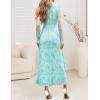 ZESICA Women’s Fall Floral Long Sleeve Maxi Dress 2026 Boho Bodycon V Neck Ruffle Wedding Party Long Dresses(Light Green)