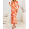 ZESICA Women’s Fall Floral Long Sleeve Maxi Dress 2026 Boho Bodycon V Neck Ruffle Wedding Party Long Dresses(Orange)