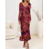 ZESICA Women’s Fall Floral Long Sleeve Maxi Dress 2026 Boho Bodycon V Neck Ruffle Wedding Party Long Dresses(Purple)