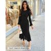 ZESICA Women’s Long Sleeve Bodycon Maxi Dress 2026 Fall Fashion Floral Sexy Mermaid Wedding Guest Cocktail Party Dresses(Black)