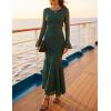 ZESICA Women’s Long Sleeve Bodycon Maxi Dress 2026 Fall Fashion Floral Sexy Mermaid Wedding Guest Cocktail Party Dresses(Darkgreen)