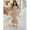 ZESICA Women’s Long Sleeve Bodycon Maxi Dress 2026 Fall Fashion Floral Sexy Mermaid Wedding Guest Cocktail Party Dresses(Khaki)