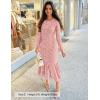 ZESICA Women’s Long Sleeve Bodycon Maxi Dress 2026 Fall Fashion Floral Sexy Mermaid Wedding Guest Cocktail Party Dresses(Pink)